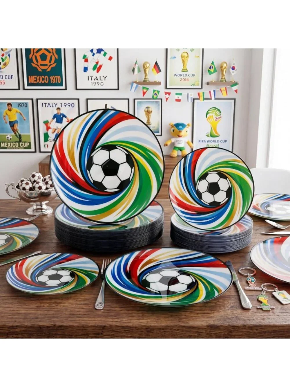 60 Pcs Heavy Duty Soccer Party Plates - Disposable Dinner & Dessert Plates for